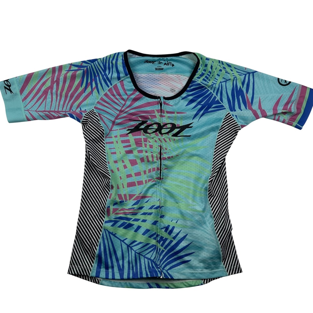 Zoot Ali'i Womens Cycling Jersey Large Kona Hawaii Tropical Stripe Tri Top